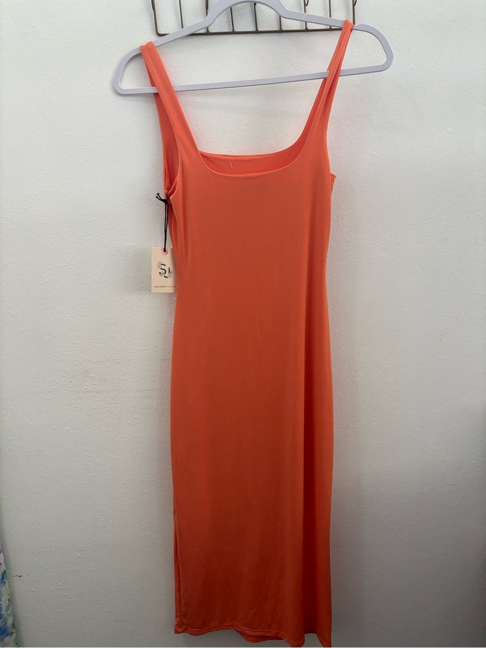 Sincerely Jules Coral-Orange Tank Midi Dress